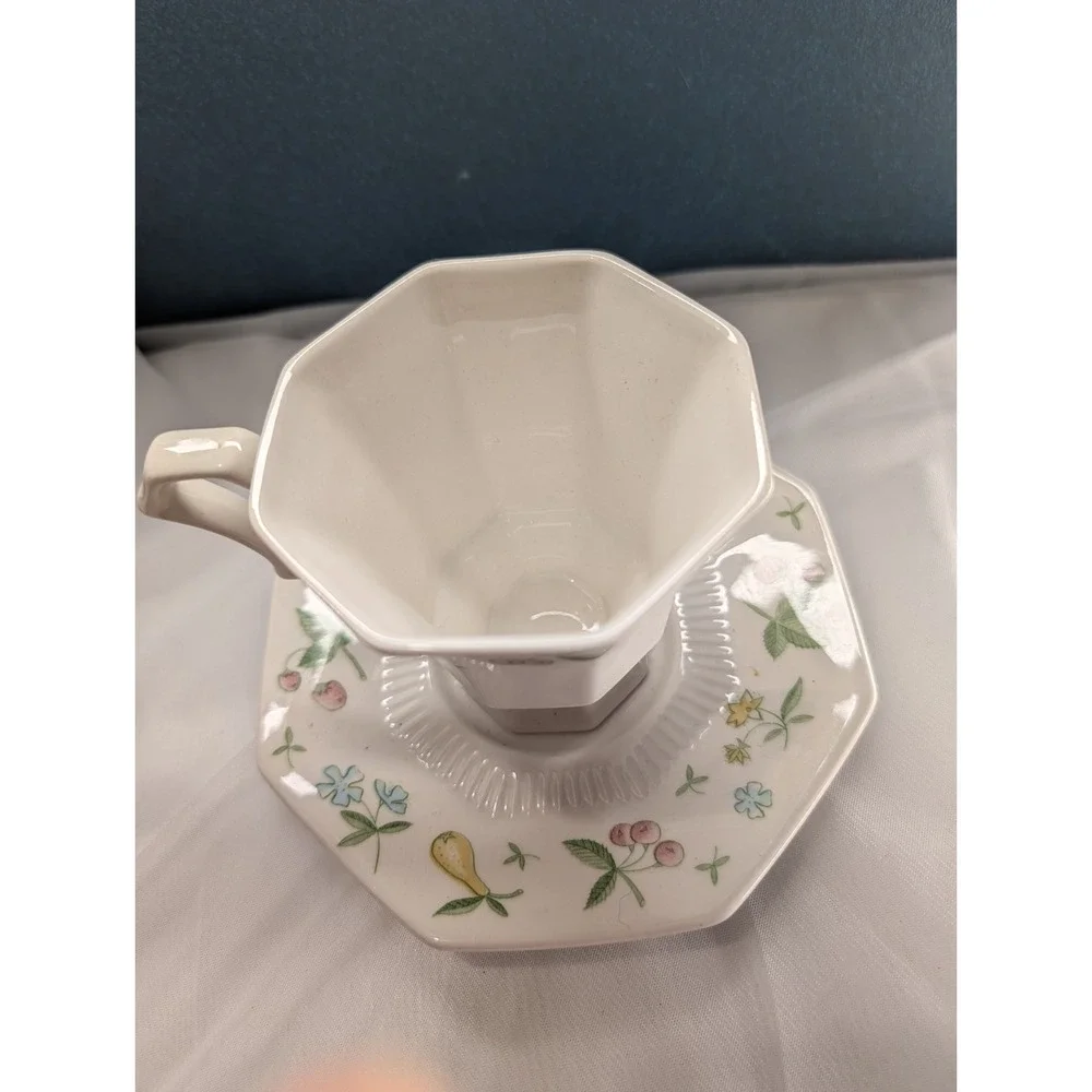 MCM Independence Interpace Japan Footed Teacup & Saucer | Mixed Fruit Floral